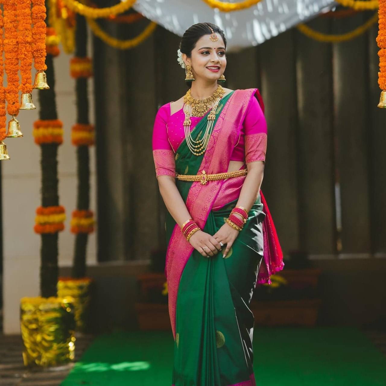 KV Fashion Kanjivaram Silk Embellished Saree With Unstitched Blouse Piece ( Green ) KV Fashion Kanjivaram Silk Embellished Saree With Unstitched Blouse Piece ( Green )