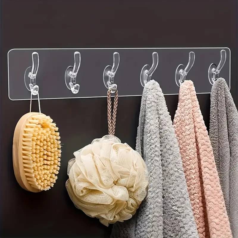     			Magnique 2 Pcs Self Adhesive 6 hook strip suitable for Tiles, Mica, Glass, Wood, Metal Surfaces