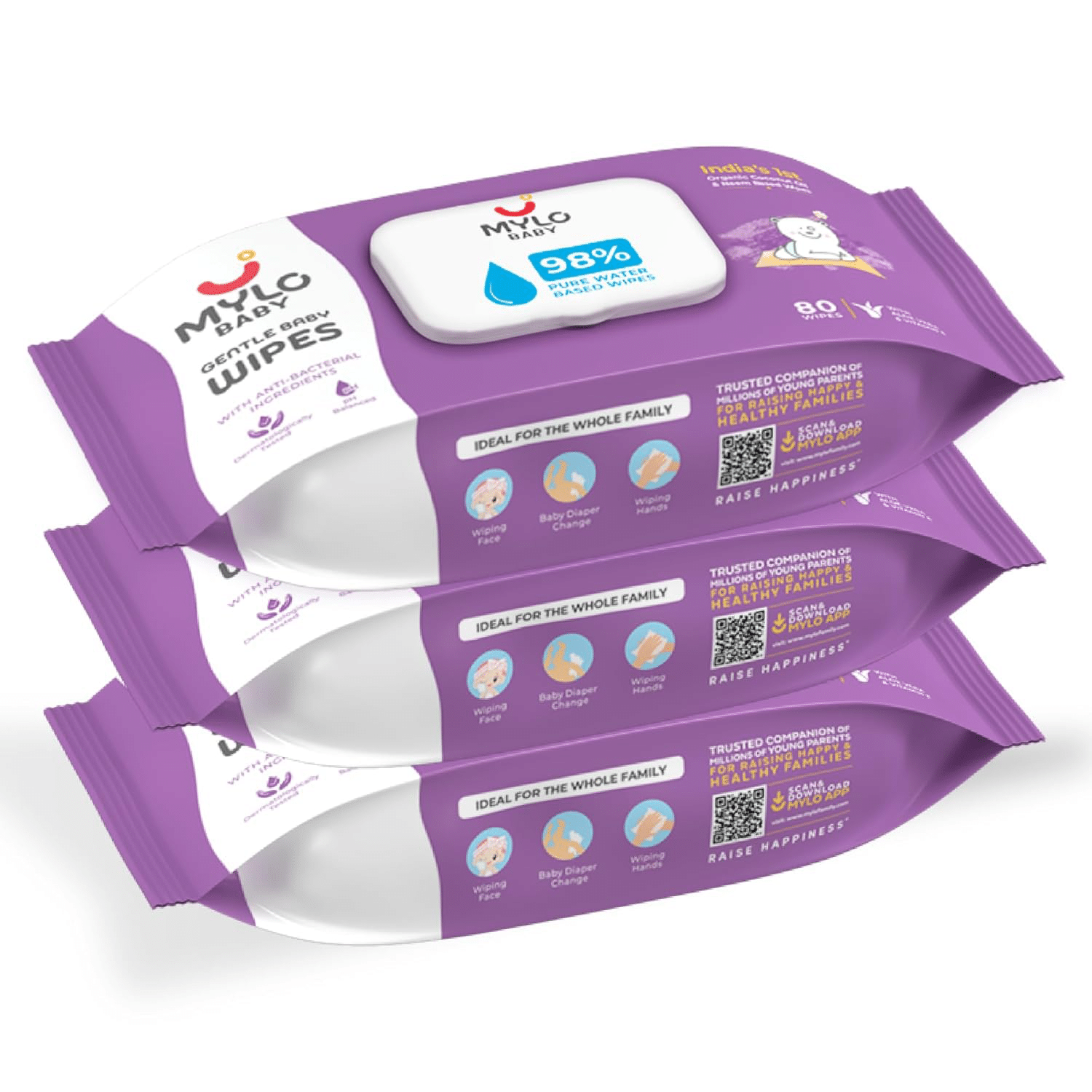     			Mylo Scented Wet wipes For Babies ( Pack of 3 )