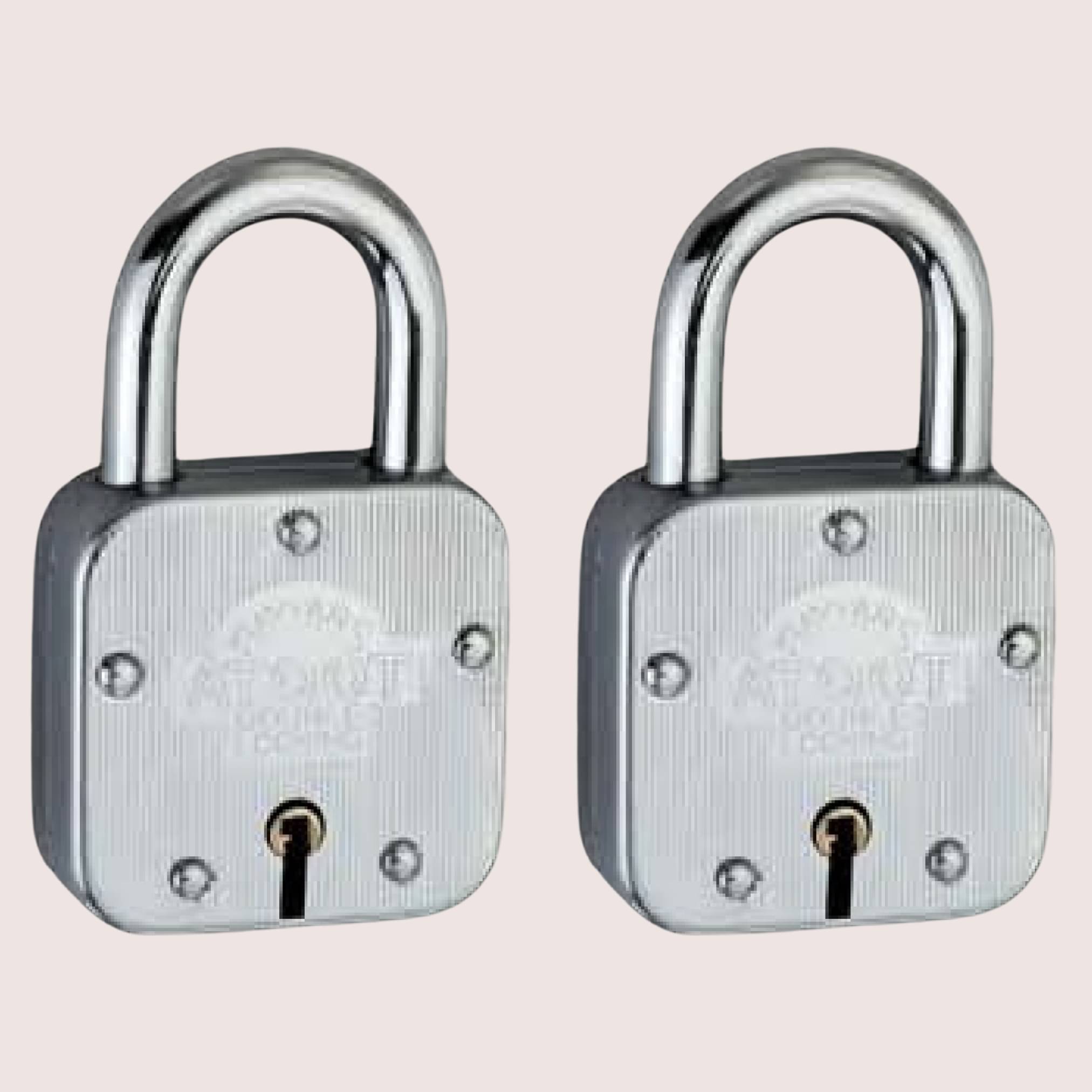 NAYYARS Atoot Bright or Silver Heavy-Duty 7-Lever Iron Padlock comes with 3 Keys with Double Locking System – Ultra-Secure 45mm Square Shape Lock for Home, Office, and Shop, Pack of 2 NAYYARS Atoot Bright or Silver Heavy-Duty 7-Lever Iron Padlock comes with 3 Keys with Double Locking System – Ultra-Secure 45mm Square Shape Lock for Home, Office, and Shop, Pack of 2