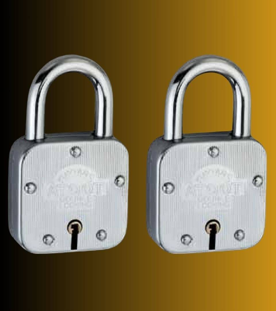 NAYYARS Atoot Bright or Silver Heavy-Duty 7-Lever Iron Padlock comes with 3 Keys with Double Locking System – Ultra-Secure 55mm Square Shape Lock for Home, Office, and Shop, Pack of 2 NAYYARS Atoot Bright or Silver Heavy-Duty 7-Lever Iron Padlock comes with 3 Keys with Double Locking System – Ultra-Secure 55mm Square Shape Lock for Home, Office, and Shop, Pack of 2