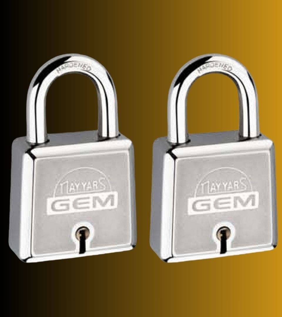 NAYYARS Gem Bright or Silver Heavy-Duty 50mm Square Padlock comes with 3 Keys with Double Locking & Hardened Shackle – Ultra-Secure Iron Lock for Home, Office, and Shop, Pack of 2 NAYYARS Gem Bright or Silver Heavy-Duty 50mm Square Padlock comes with 3 Keys with Double Locking & Hardened Shackle – Ultra-Secure Iron Lock for Home, Office, and Shop, Pack of 2