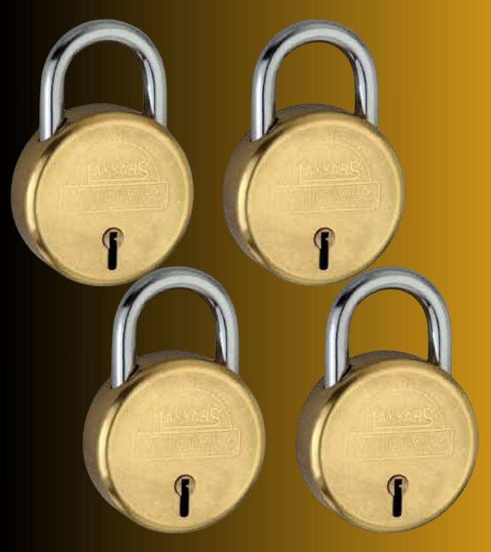     			NAYYARS MIDAS Heavy-Duty 50mm Round Padlock with 7-Lever Security & 3 Iron Keys – Durable Silver Lock for Home, Office, and Travel, Pack of 4