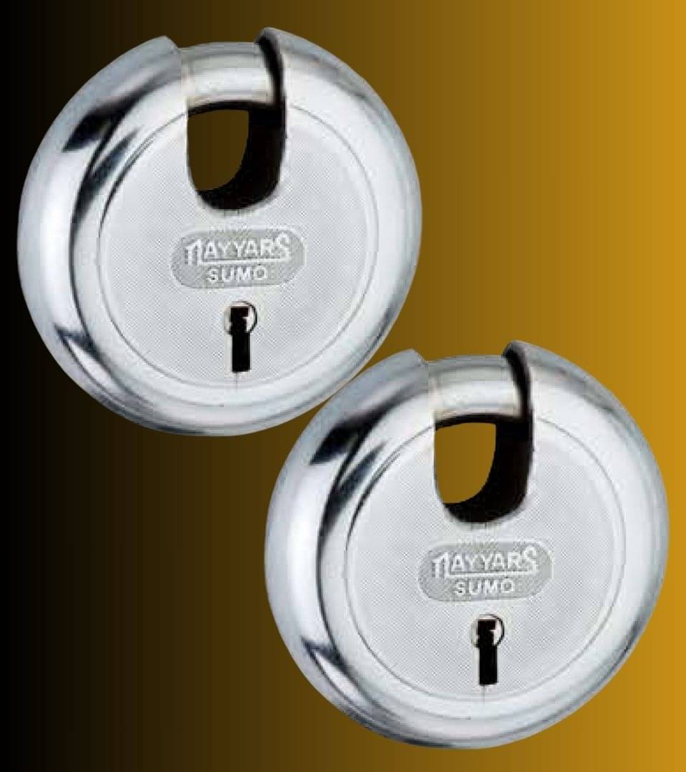    			NAYYARS SUMO Heavy-Duty 80mm Silver Disc Padlock with 7-Lever Security & 3 Keys – High-Security Lock for Home, Office, and Warehouses, Pack of 2