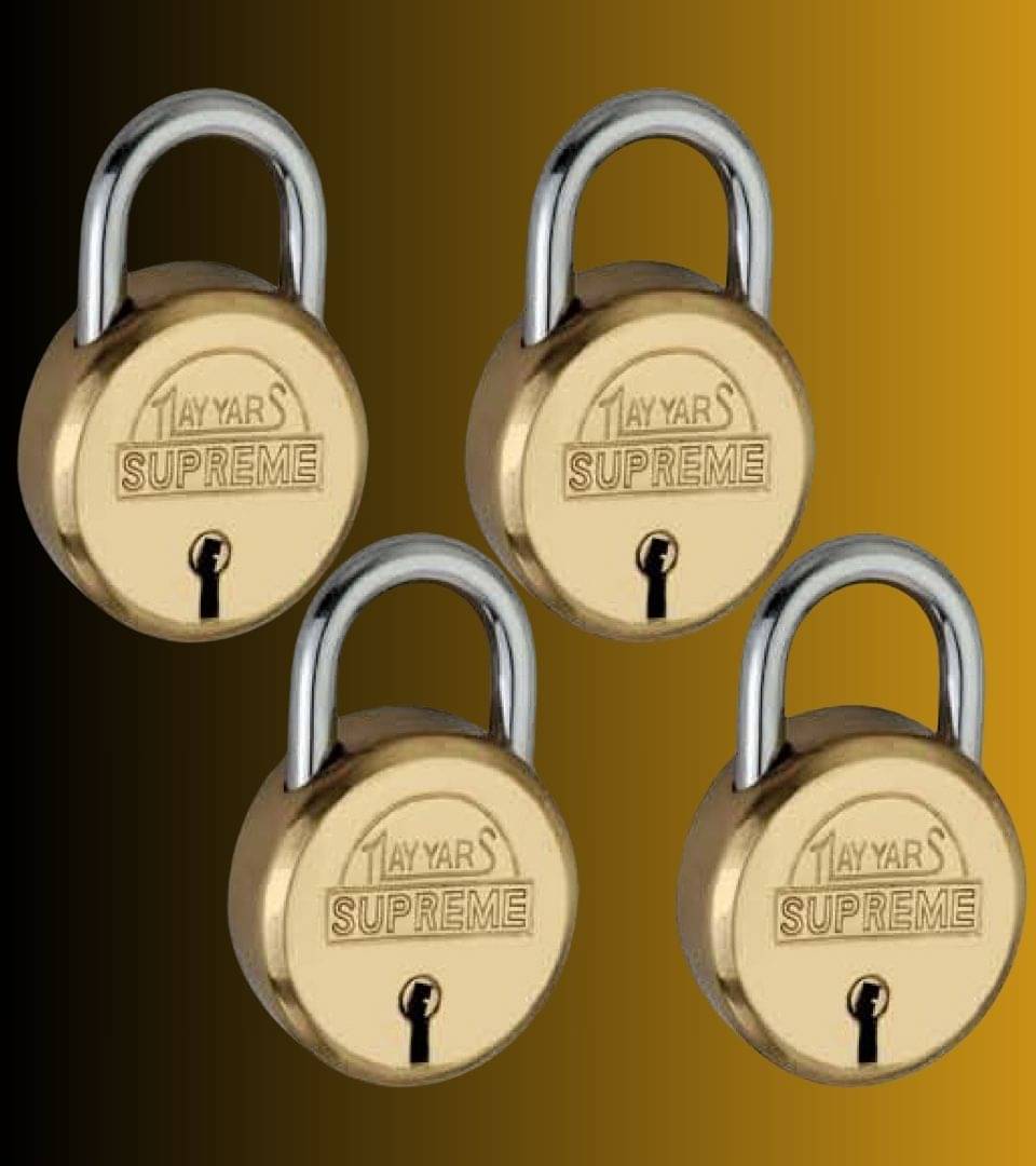 NAYYARS SUPREME 25mm Brass Round Padlock with 7-Lever Security & 3 Iron Keys – Compact High-Security Lock for Home, Office, and Travel, Pack of 4 NAYYARS SUPREME 25mm Brass Round Padlock with 7-Lever Security & 3 Iron Keys – Compact High-Security Lock for Home, Office, and Travel, Pack of 4