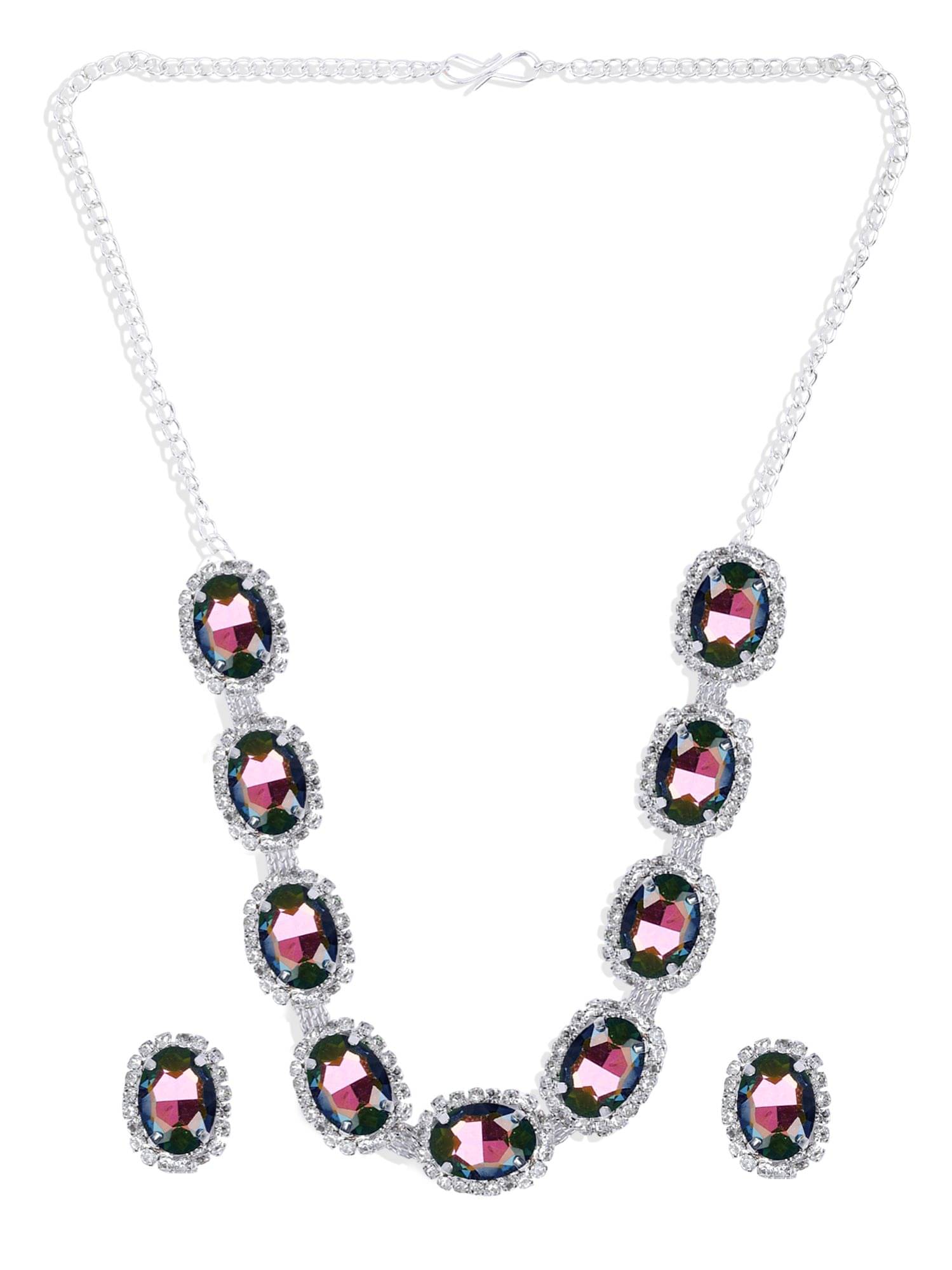     			Opus Gems Multi Color Alloy Necklace Set ( Pack of 1 )