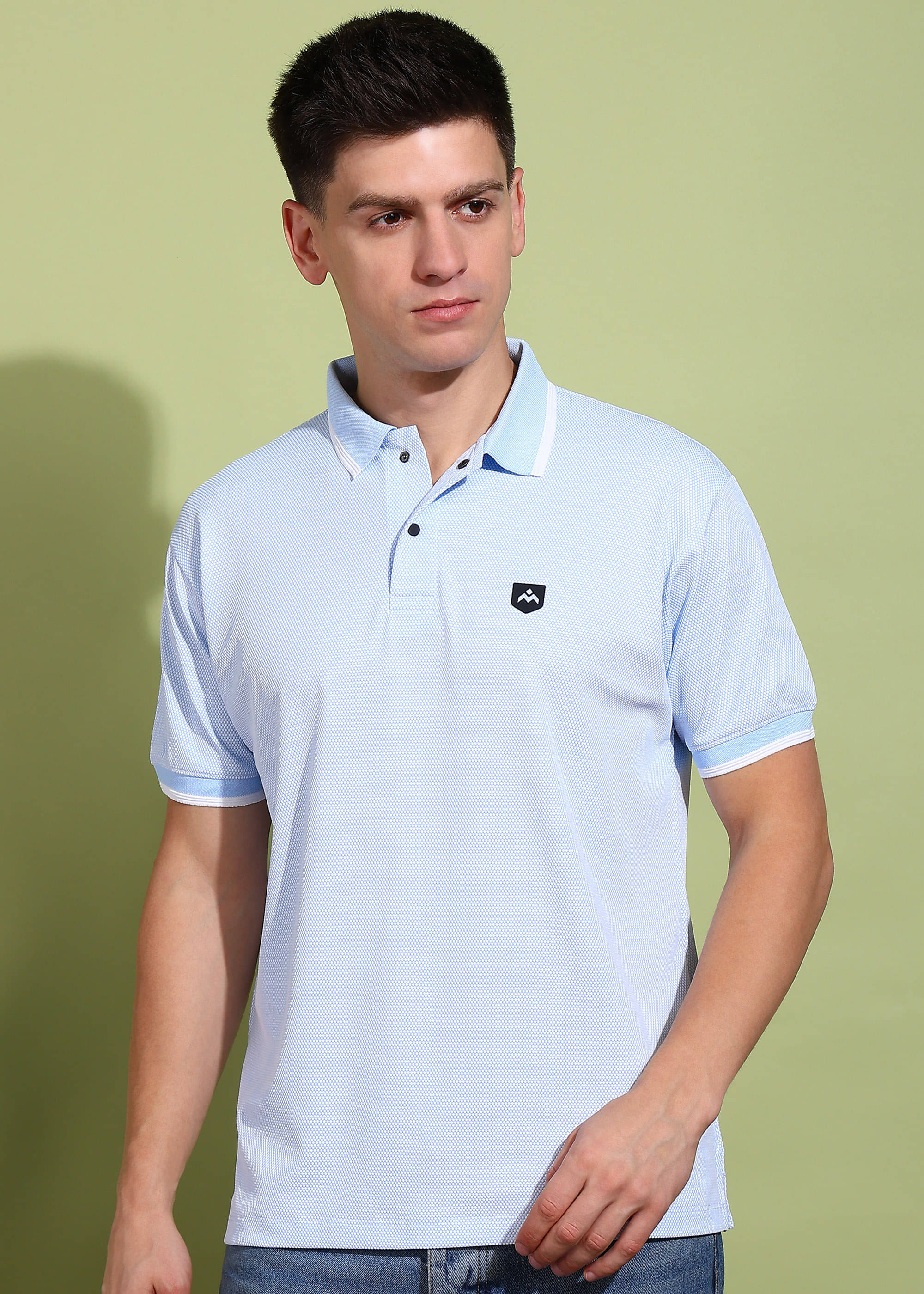 REEPOLLY Men 100% Cotton Regular Fit Printed Polo T-Shirt ( Blue ) REEPOLLY Men 100% Cotton Regular Fit Printed Polo T-Shirt ( Blue )