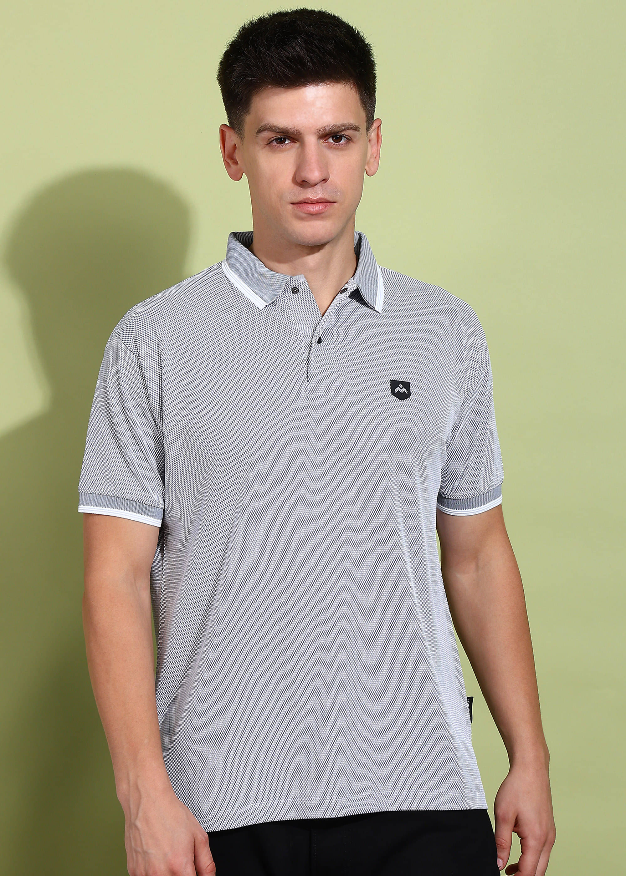 REEPOLLY Men 100% Cotton Regular Fit Printed Polo T-Shirt ( Silver ) REEPOLLY Men 100% Cotton Regular Fit Printed Polo T-Shirt ( Silver )