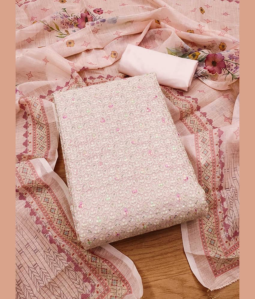 Rangtulika Ethnics Women Chanderi Unstitched Dress Material ( Pink ) - Unstitched Fabrics | Buy online on ZillyBuy
