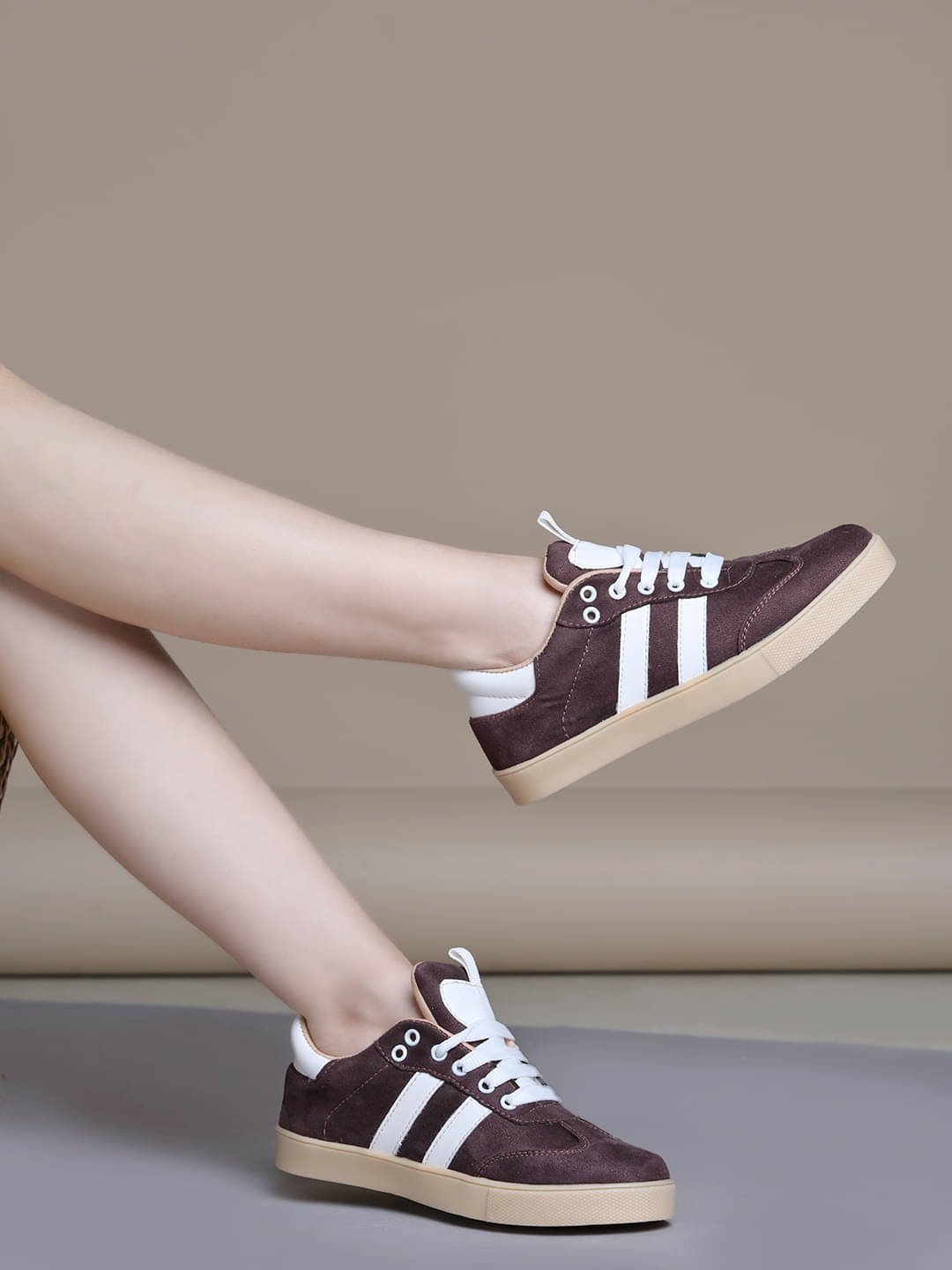     			Shoetopia Brown Women's Sneakers