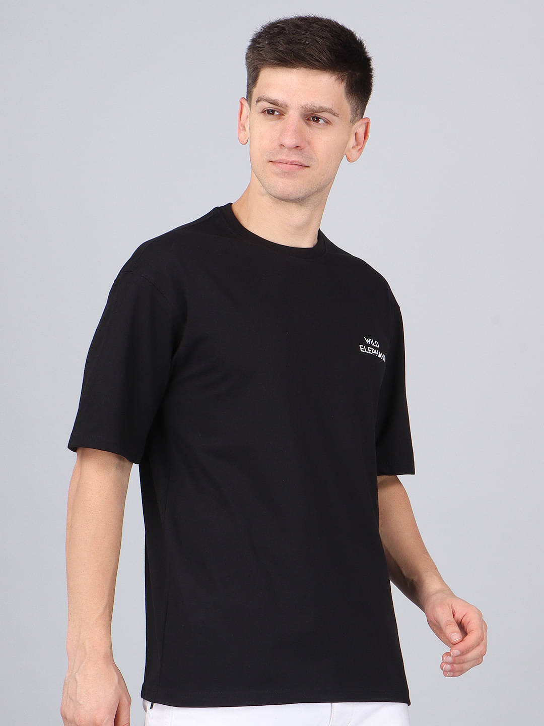 WILD ELEPHANT Men Cotton Oversized Fit Printed T-Shirt ( Black ) WILD ELEPHANT Men Cotton Oversized Fit Printed T-Shirt ( Black )