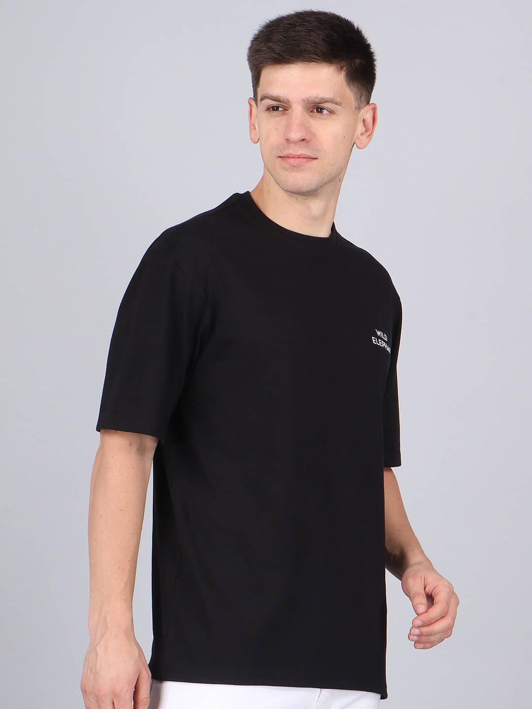 WILD ELEPHANT Men Cotton Oversized Fit Printed T-Shirt ( Black ) WILD ELEPHANT Men Cotton Oversized Fit Printed T-Shirt ( Black )