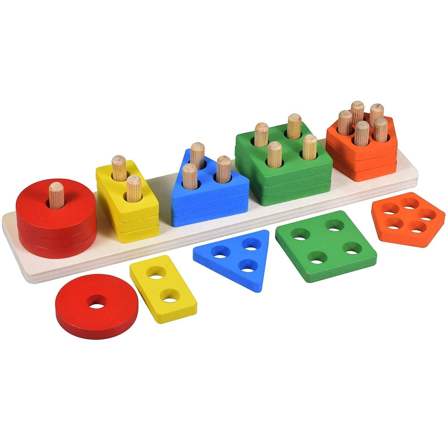     			Wooden Angle Geometric Stacker Shape Sorter Blocks,Educational Intelligence Early Learning Column Puzzle Stacking Toy Set for Todder Kids Boys & Girls (Pack of 1, Multicolour)