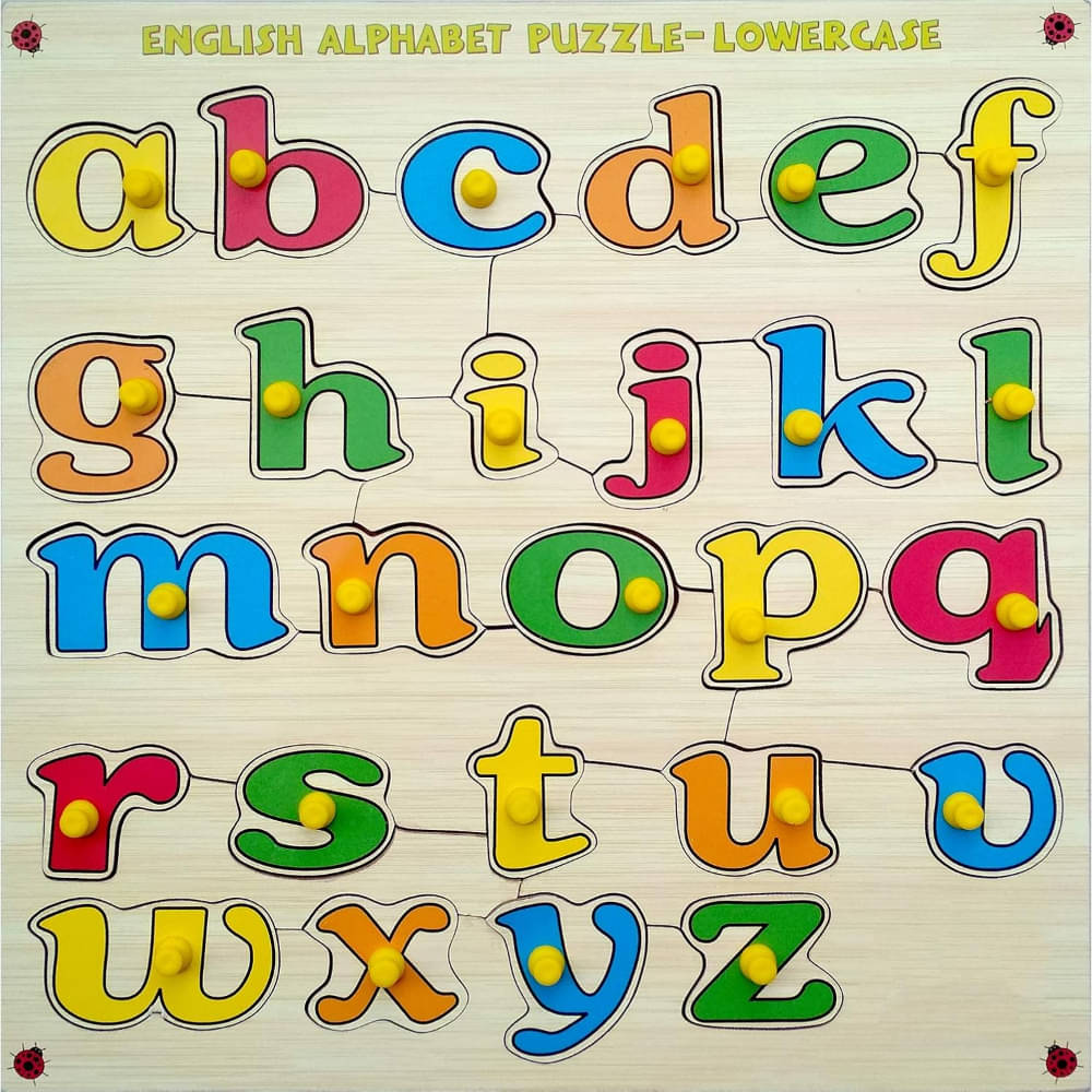     			Wooden Educational Multicolor Puzzle  English Alphabet Knob for Kids, Early  Learning Education Lower Case/Small  Alphabet for 24 Months - 6 Years