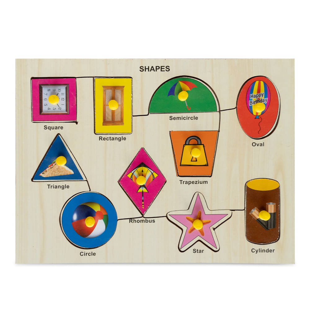     			WoodenShapes Picture Learning Puzzle  Board for Kids with  Knob
