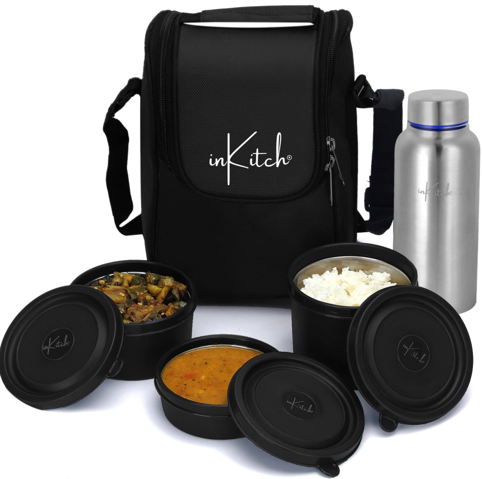inKitch Microwave Tiffin Box + Bottle Stainless Steel Lunch Box 3 - Container ( Pack of 1 ) inKitch Microwave Tiffin Box + Bottle Stainless Steel Lunch Box 3 - Container ( Pack of 1 )