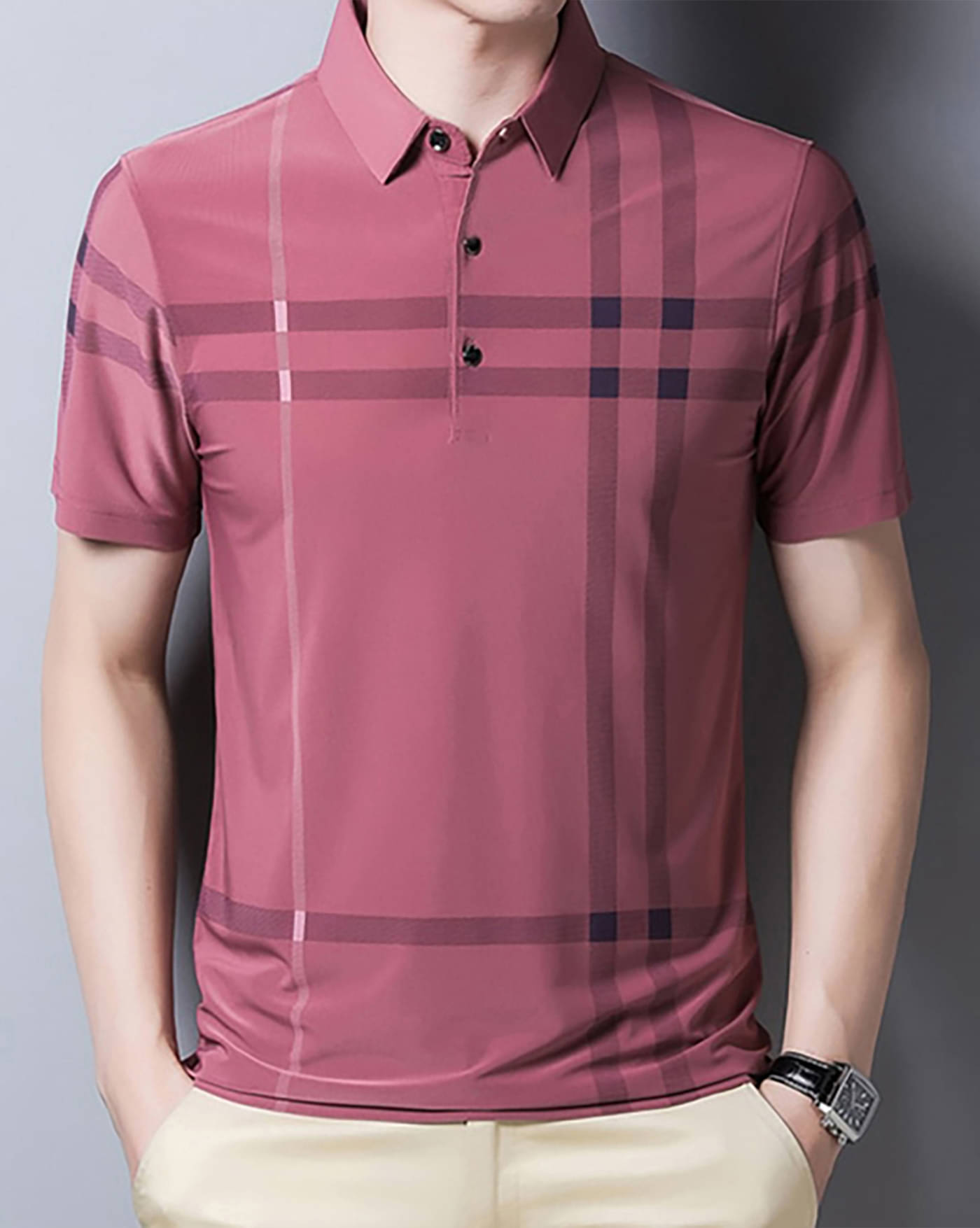     			ENITOR Men Cotton Blend Regular Fit Printed Polo T Shirt ( Peach )