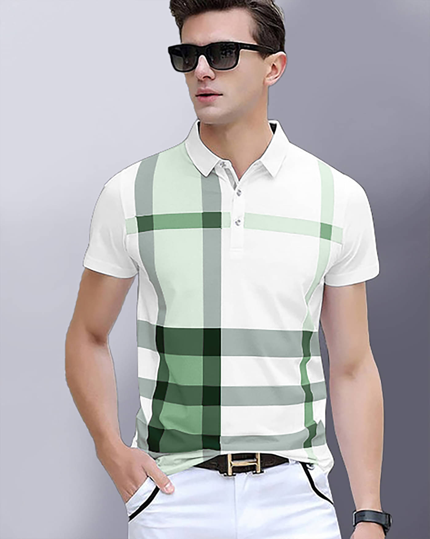 ENITOR Men Cotton Blend Regular Fit Printed Polo T Shirt ( Green ) ENITOR Men Cotton Blend Regular Fit Printed Polo T Shirt ( Green )