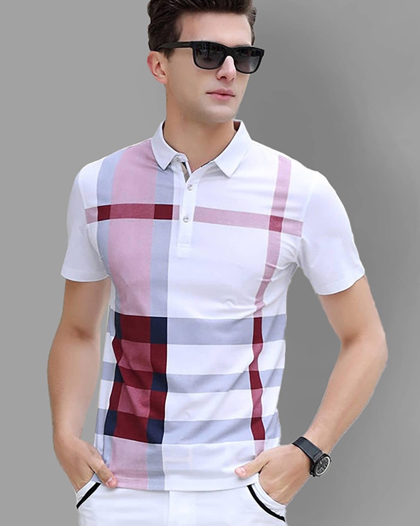     			ENITOR Men Cotton Blend Regular Fit Printed Polo T Shirt ( Maroon )