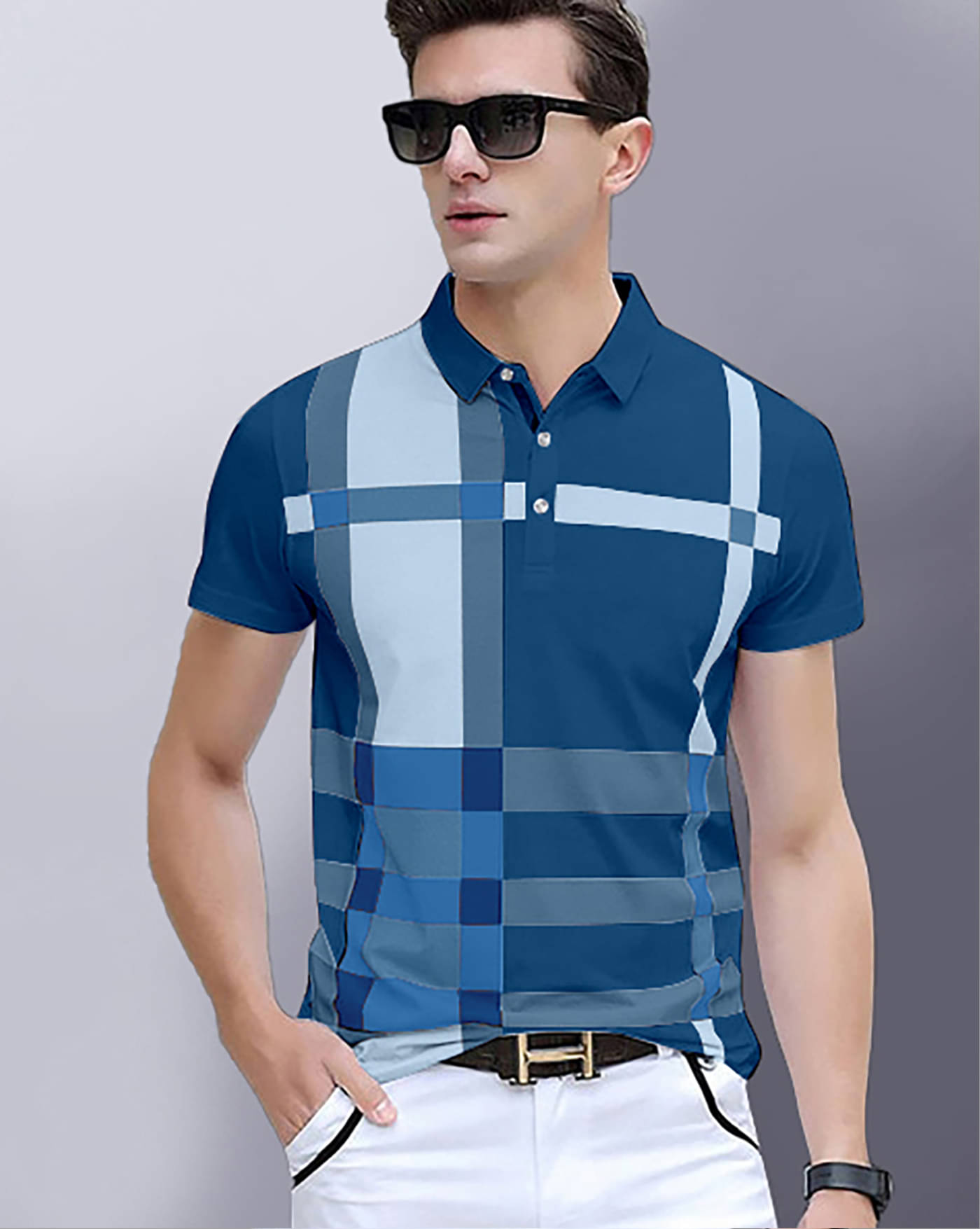     			ENITOR Men Cotton Blend Regular Fit Printed Polo T Shirt ( Teal Blue )