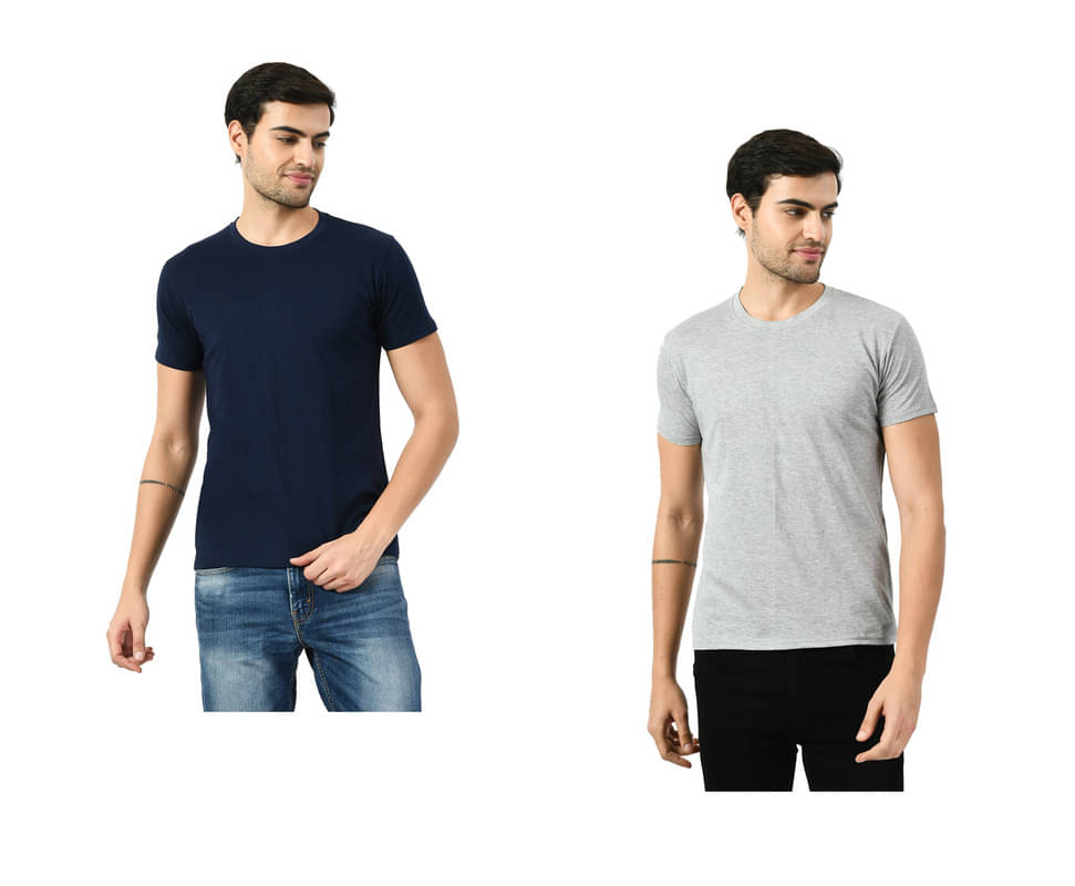 IndiWeaves Men Cotton Regular Fit Solid T-Shirt ( Multicolor ) IndiWeaves Men Cotton Regular Fit Solid T-Shirt ( Multicolor )