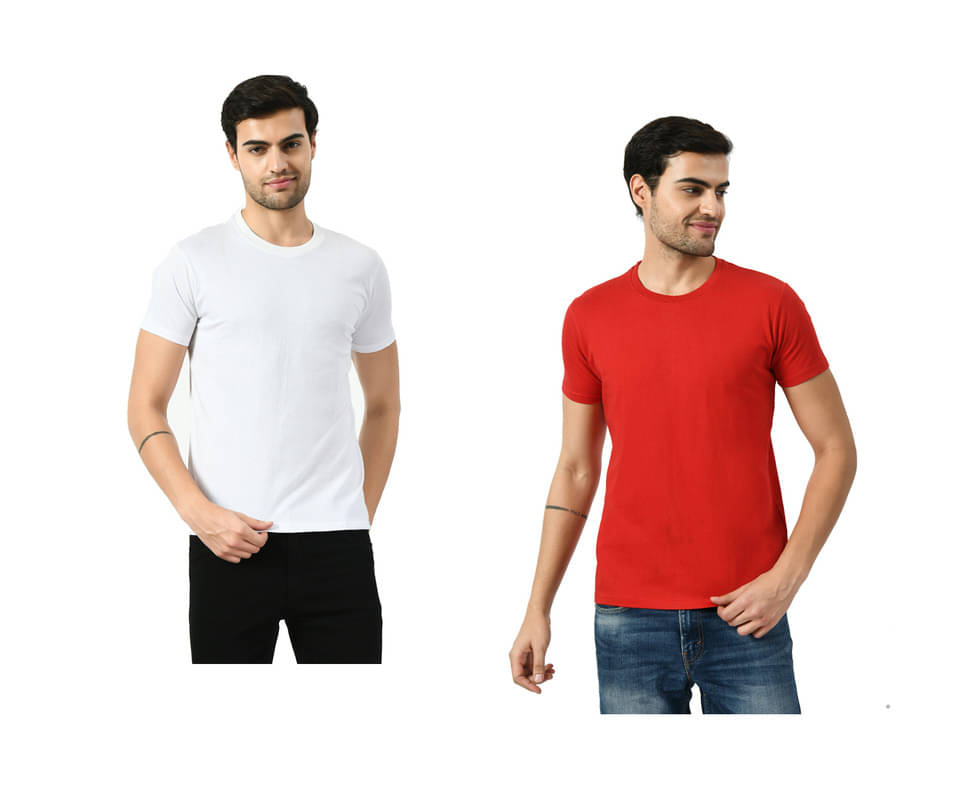 IndiWeaves Men Cotton Regular Fit Solid T-Shirt ( Multicolor )     			IndiWeaves Men Cotton Regular Fit Solid T-Shirt ( Multicolor )
