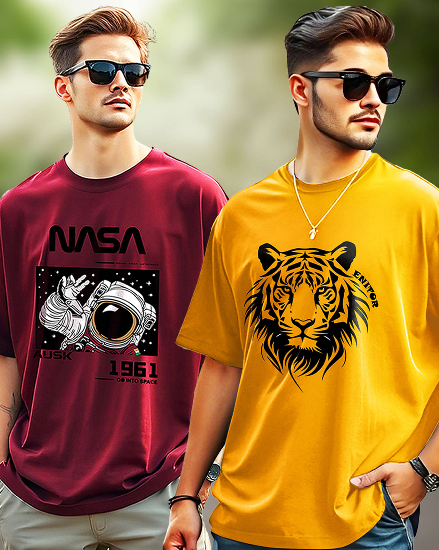 AOOSH Men Cotton Blend Oversized Fit Printed T-Shirt ( Mustard ) AOOSH Men Cotton Blend Oversized Fit Printed T-Shirt ( Mustard )