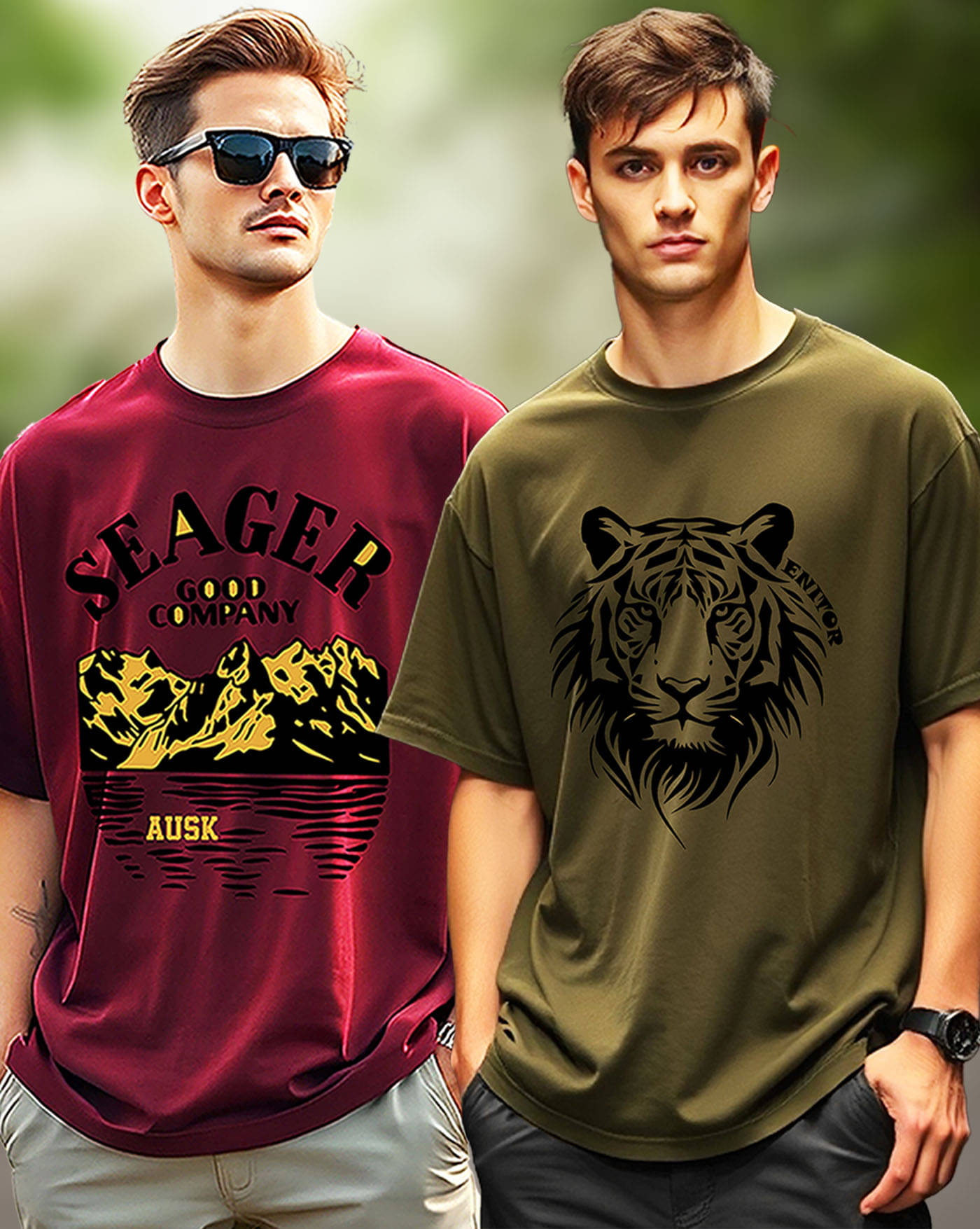 AOOSH Men Cotton Blend Oversized Fit Printed T-Shirt ( Green ) AOOSH Men Cotton Blend Oversized Fit Printed T-Shirt ( Green )