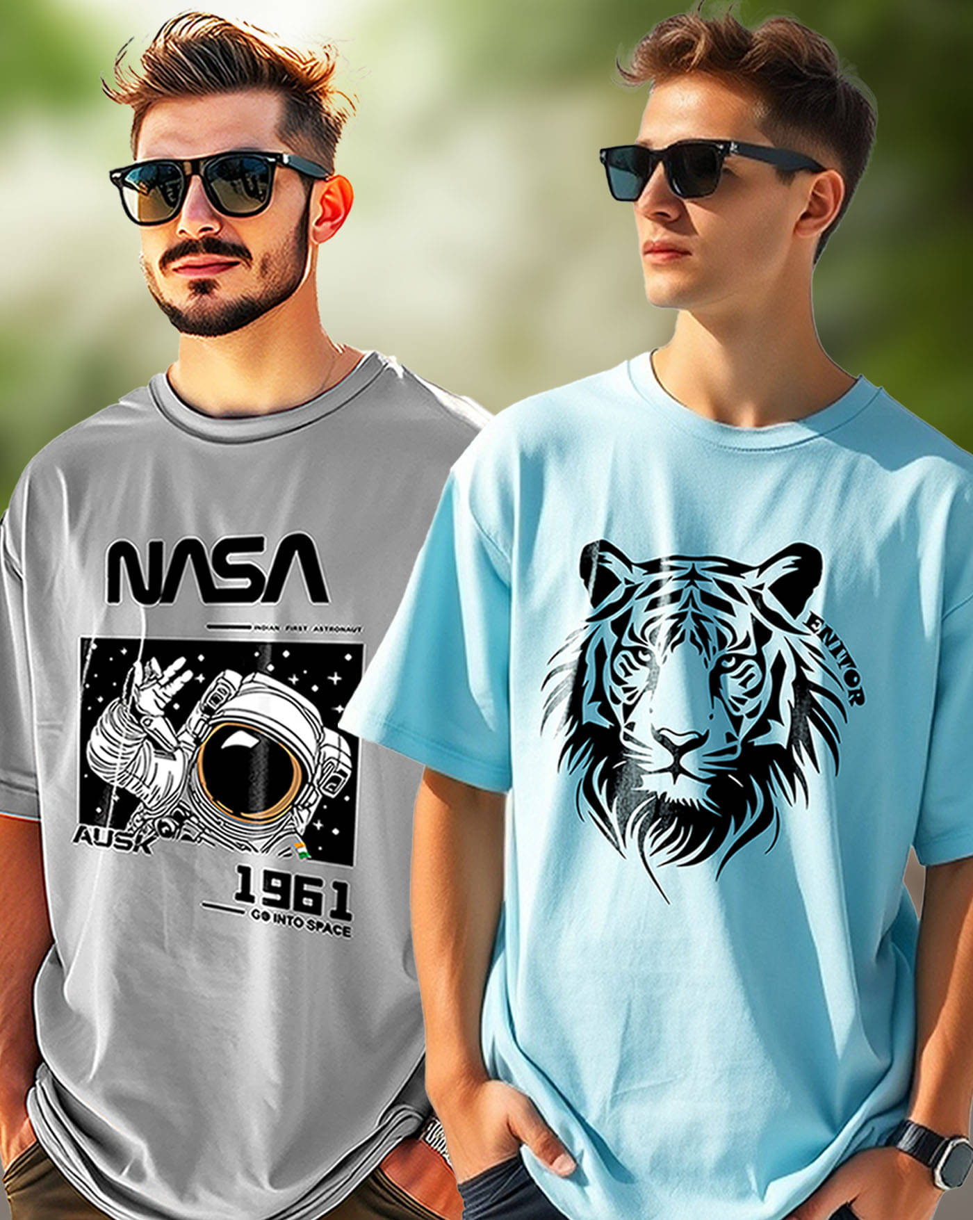     			AOOSH Men Cotton Blend Oversized Fit Printed T-Shirt ( Aqua Blue )