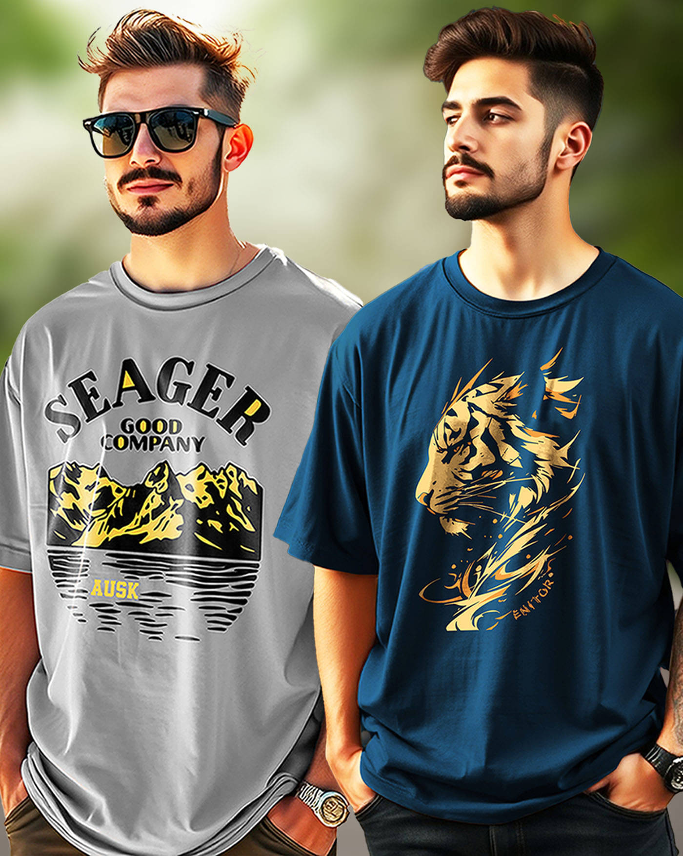 AOOSH Men Cotton Blend Oversized Fit Printed T-Shirt ( Teal ) AOOSH Men Cotton Blend Oversized Fit Printed T-Shirt ( Teal )