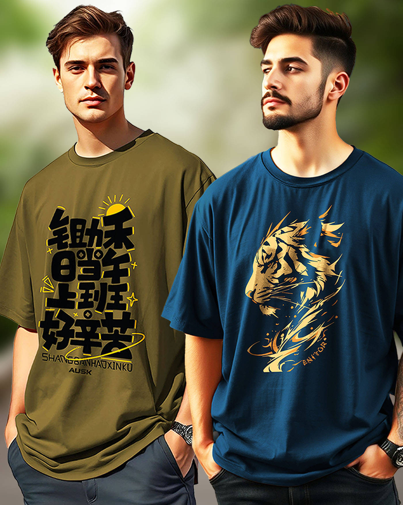 AOOSH Men Cotton Blend Oversized Fit Printed T-Shirt ( Teal ) AOOSH Men Cotton Blend Oversized Fit Printed T-Shirt ( Teal )