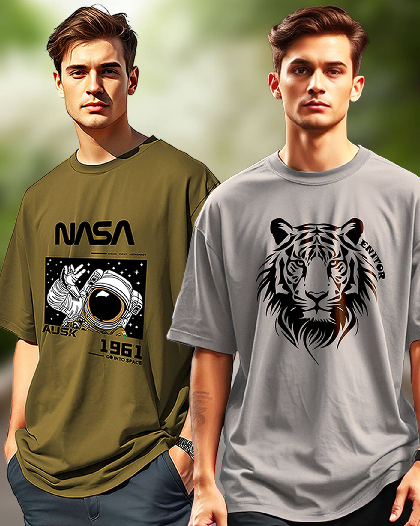    			AOOSH Men Cotton Blend Oversized Fit Printed T-Shirt ( Grey )