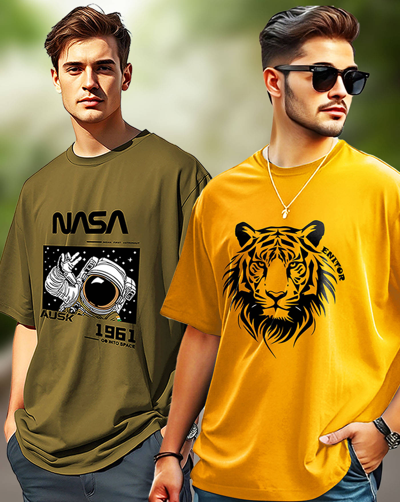 AOOSH Men Cotton Blend Oversized Fit Printed T-Shirt ( Mustard )     			AOOSH Men Cotton Blend Oversized Fit Printed T-Shirt ( Mustard )