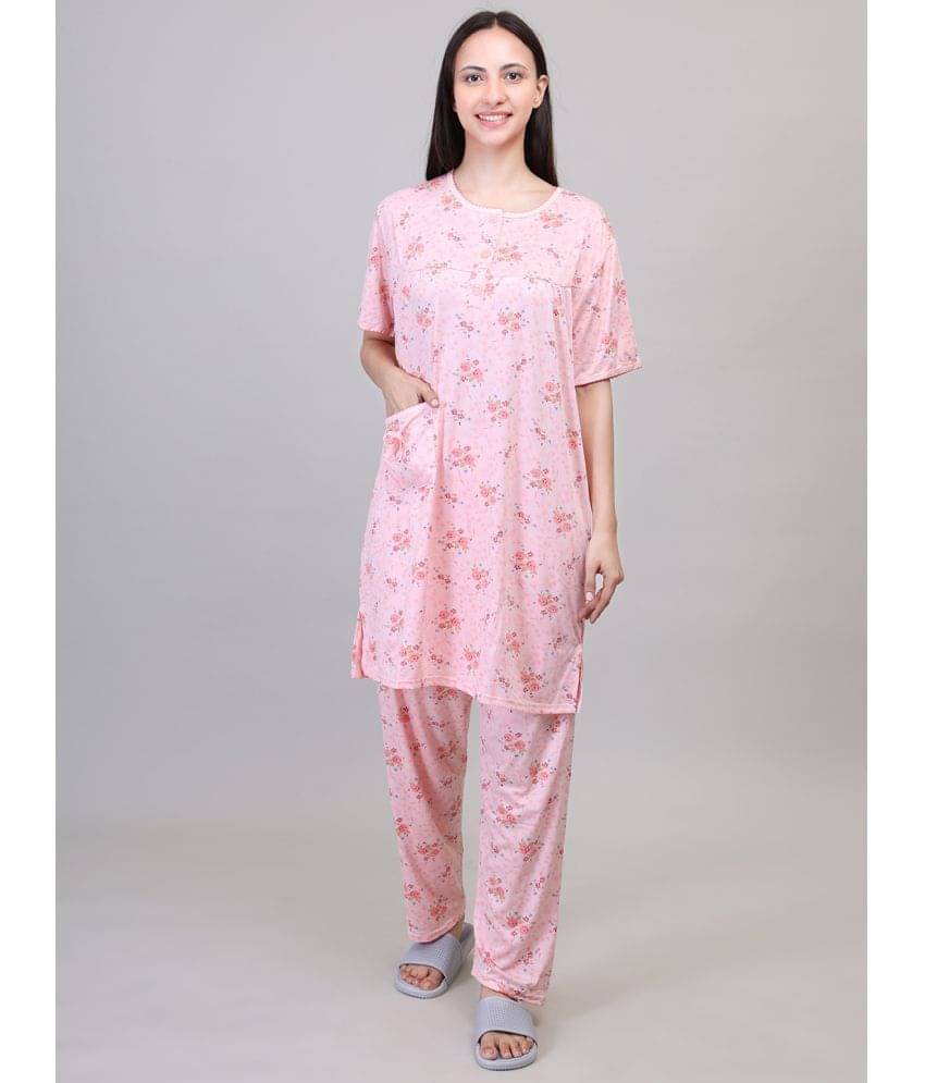     			Camey Peach Viscose Women's Nightwear Nightsuit Sets ( Pack of 1 )