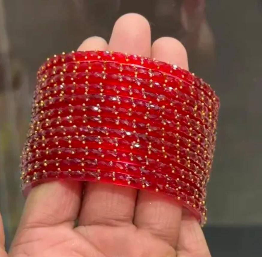 Divine Glass Red Bangle ( Pack of 12 ) Divine Glass Red Bangle ( Pack of 12 )