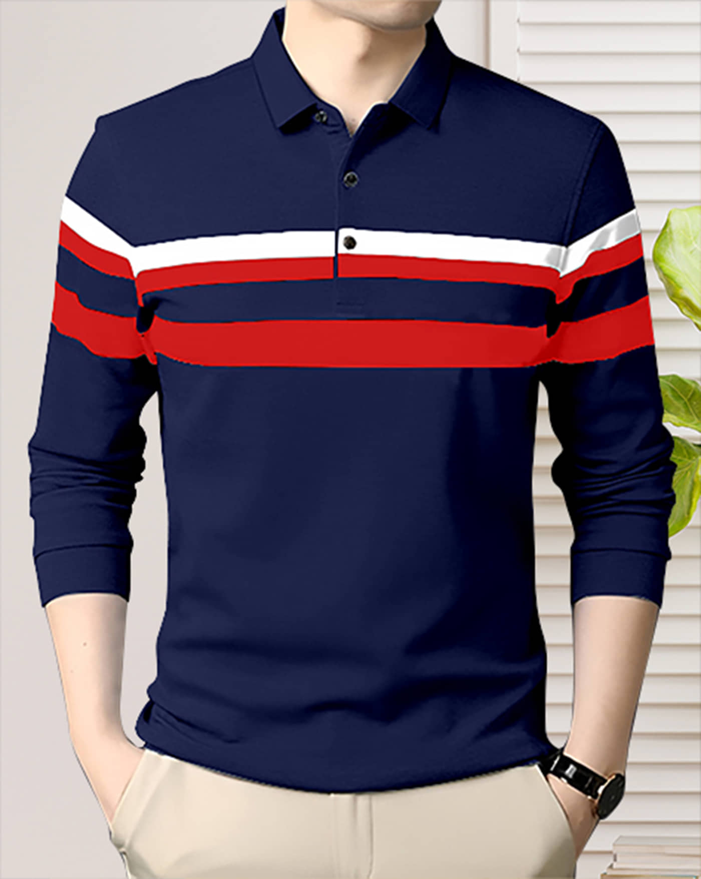 ENITOR Men Cotton Blend Regular Fit Striped Polo T Shirt ( Dark Green )