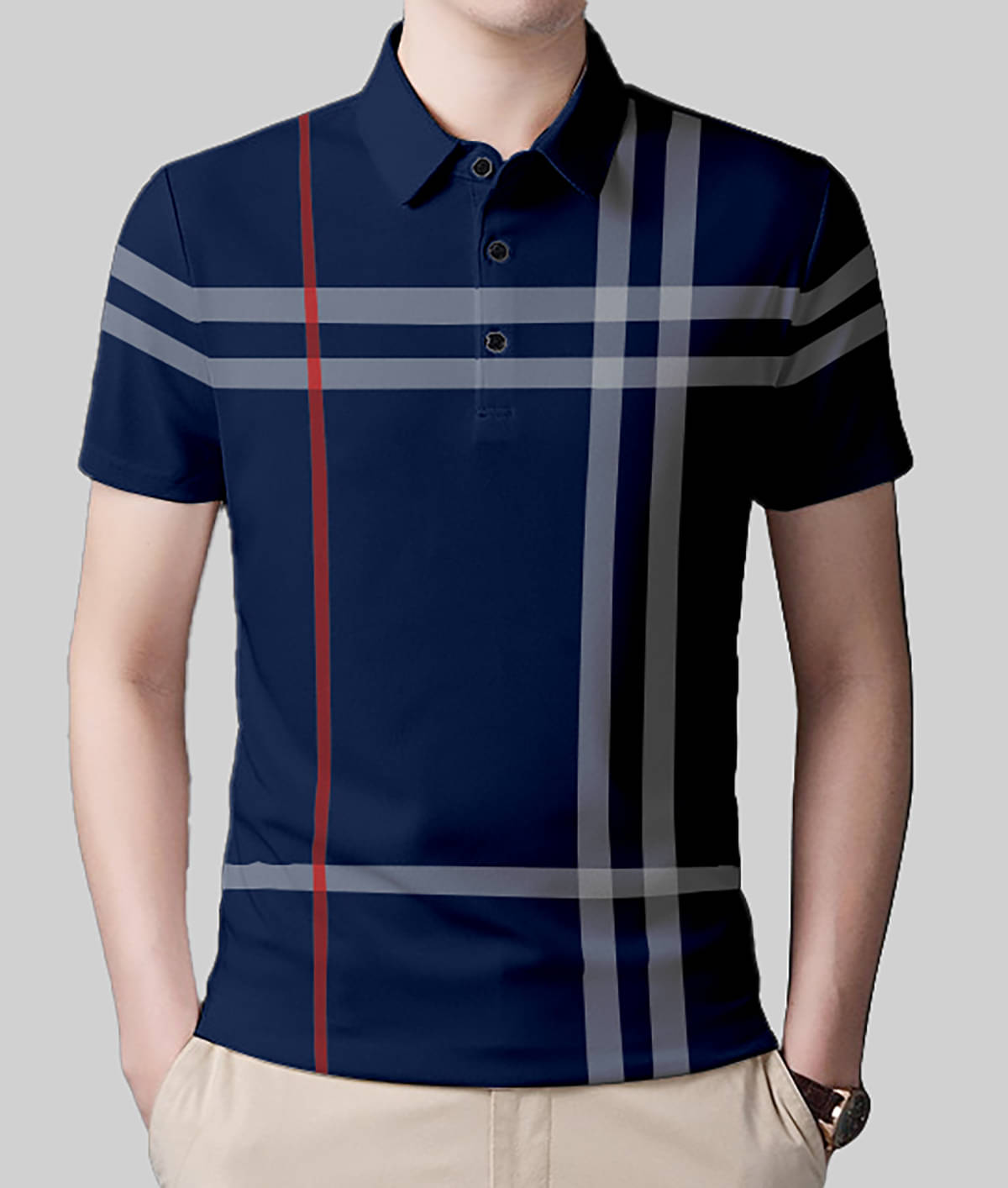     			ENITOR Men Cotton Blend Regular Fit Printed Polo T Shirt ( Navy Blue )