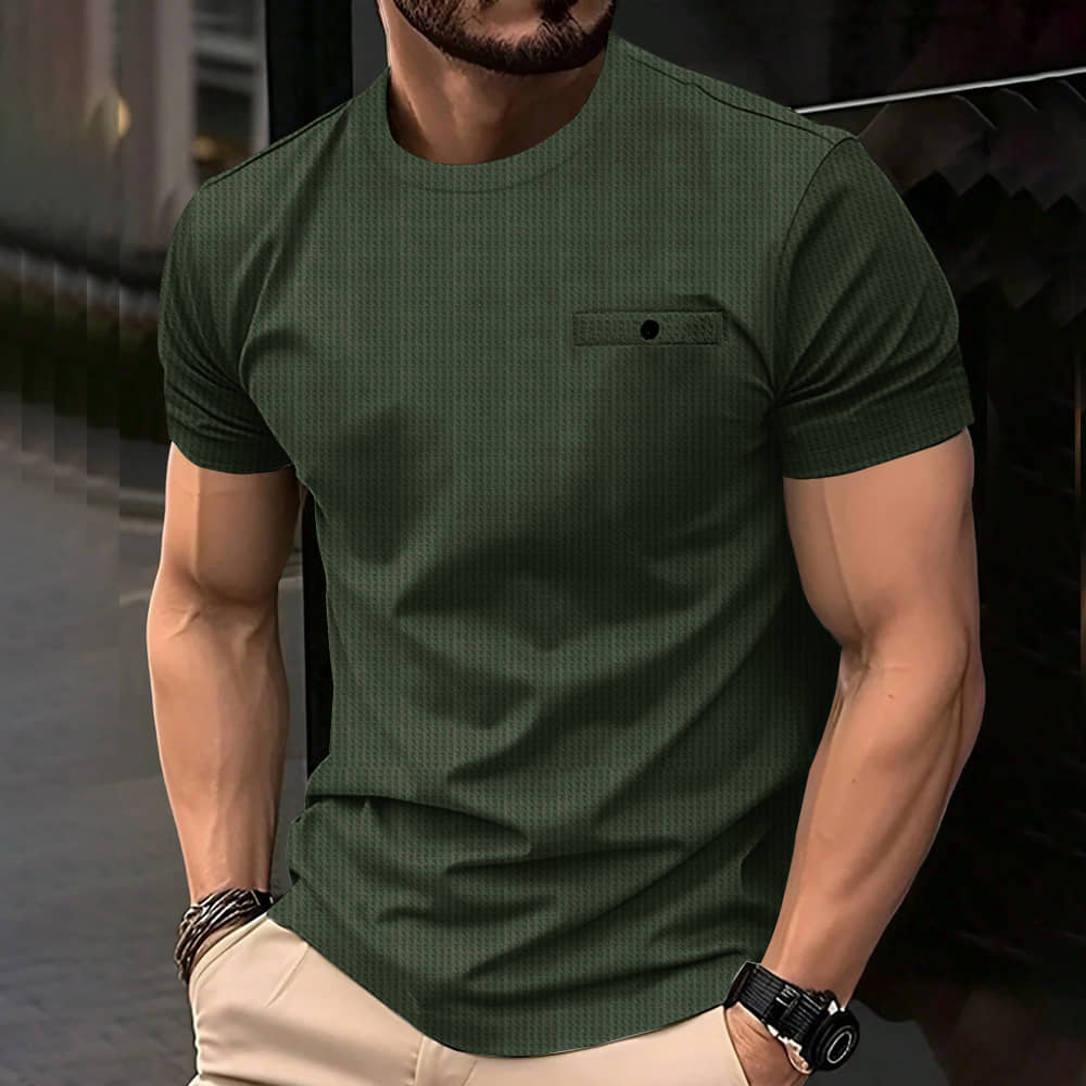Eyebogler Men Cotton Blend Regular Fit Self Design T-Shirt ( Black )