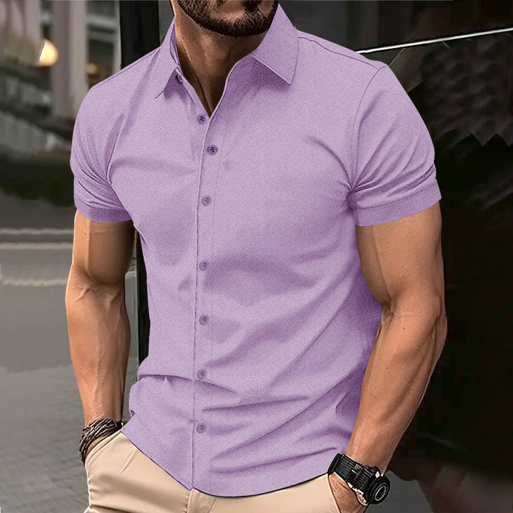 Eyebogler Polyester Regular Fit Solids Half Sleeves Men's Casual Shirt - Purple ( Pack of 1 ) Eyebogler Polyester Regular Fit Solids Half Sleeves Men's Casual Shirt - Purple ( Pack of 1 )