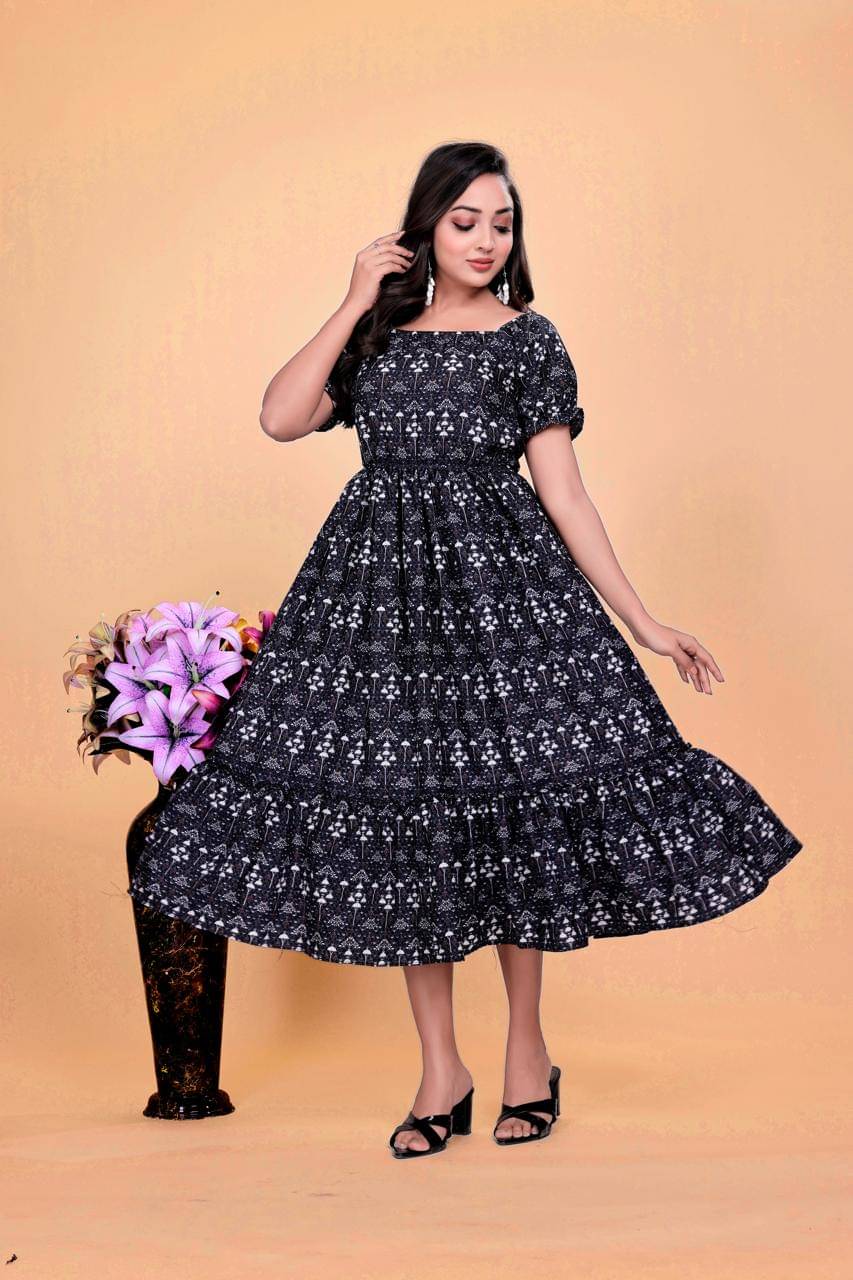     			FANCY FLAIR Women's Crepe Printed Fit & Flare Dress ( Multicolor )