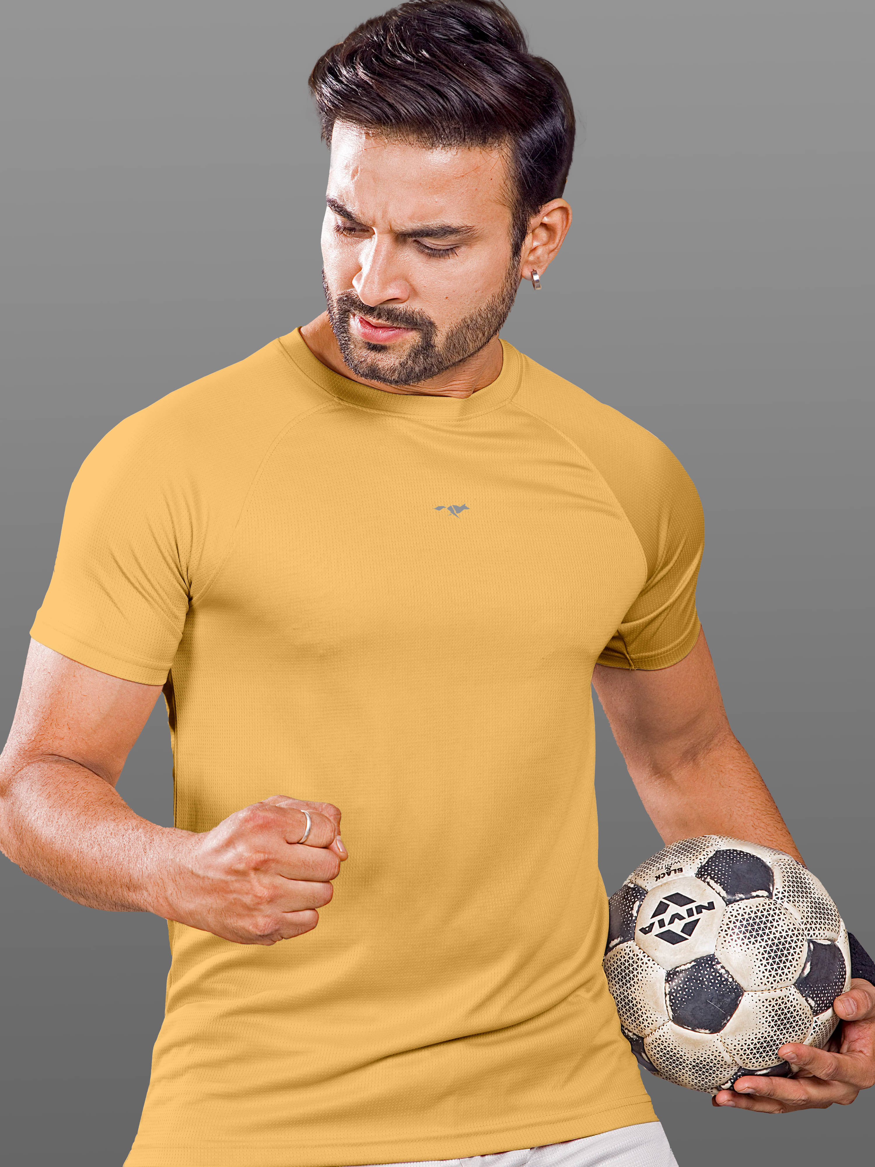 FROSEN FOX Men Polyester Regular Fit Self Design T-Shirt ( Yellow ) FROSEN FOX Men Polyester Regular Fit Self Design T-Shirt ( Yellow )
