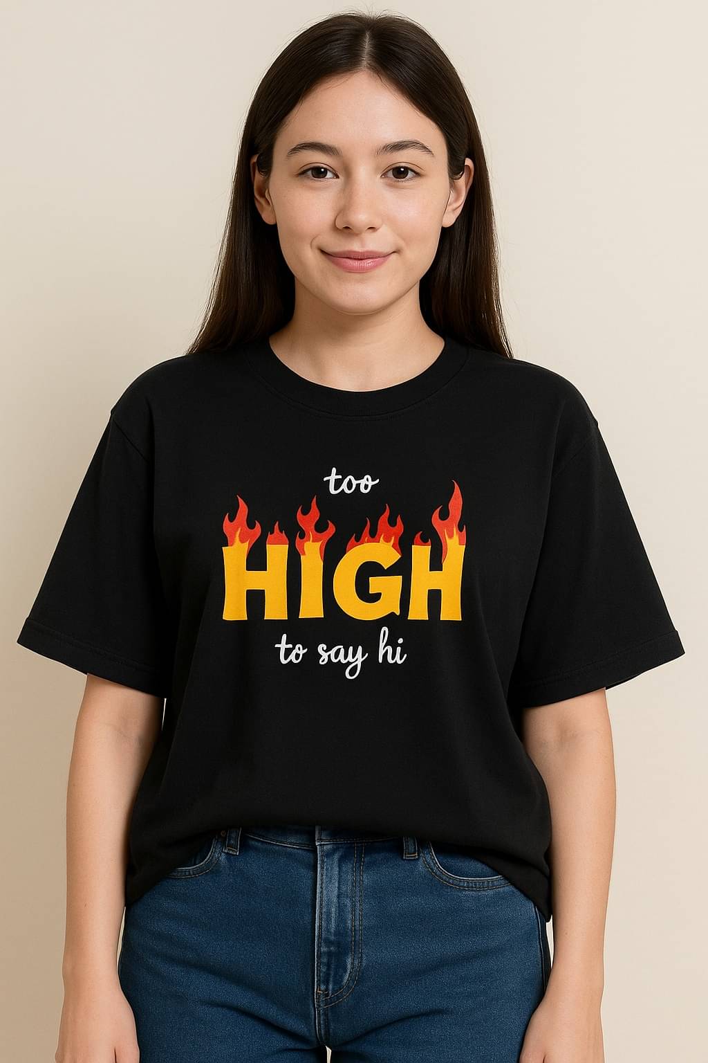     			Leo Perky - Fashion with joy Women Cotton Blend Printed Oversized Round Neck T-Shirt ( Black )