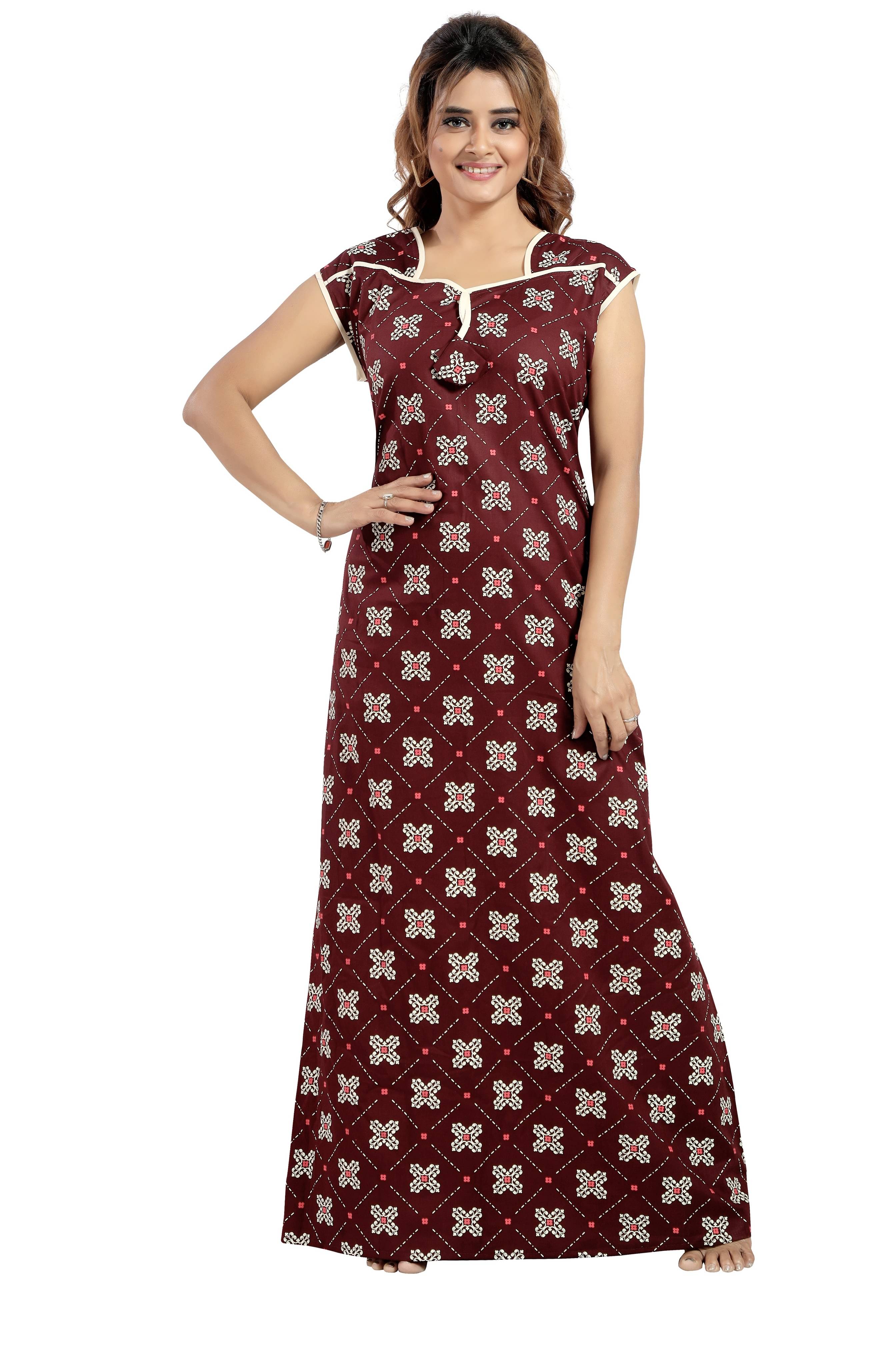    			INNER BEATS Multicolor Cotton Women's Nightwear Nighty & Night Gowns ( Pack of 1 )