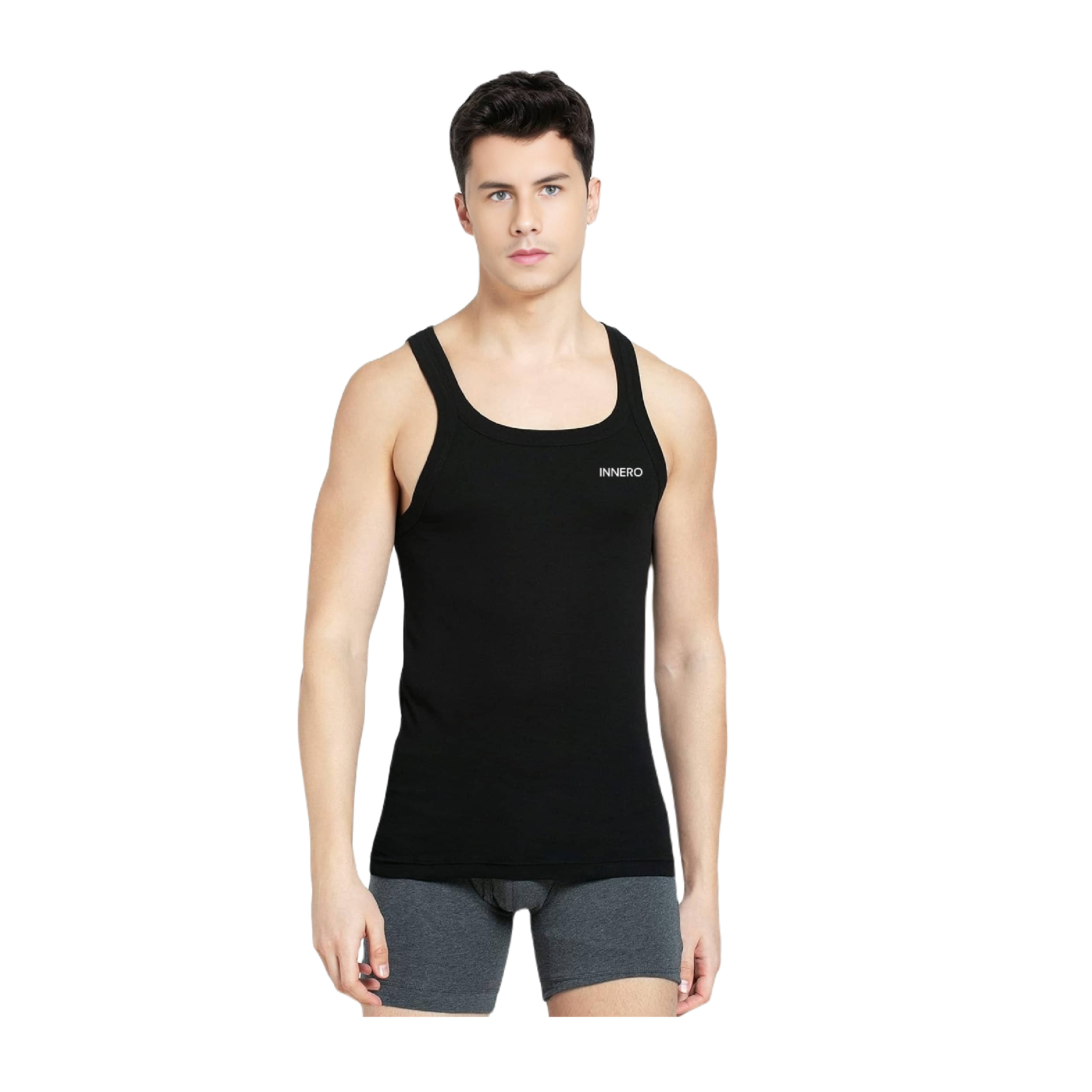     			INNERO Pack of 1 Cotton Gym Vest For Men ( Black )