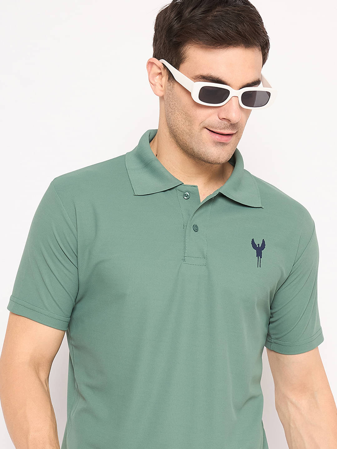    			KASMA Men Cotton Blend Regular Fit Solid Polo T Shirt ( Sea Green )