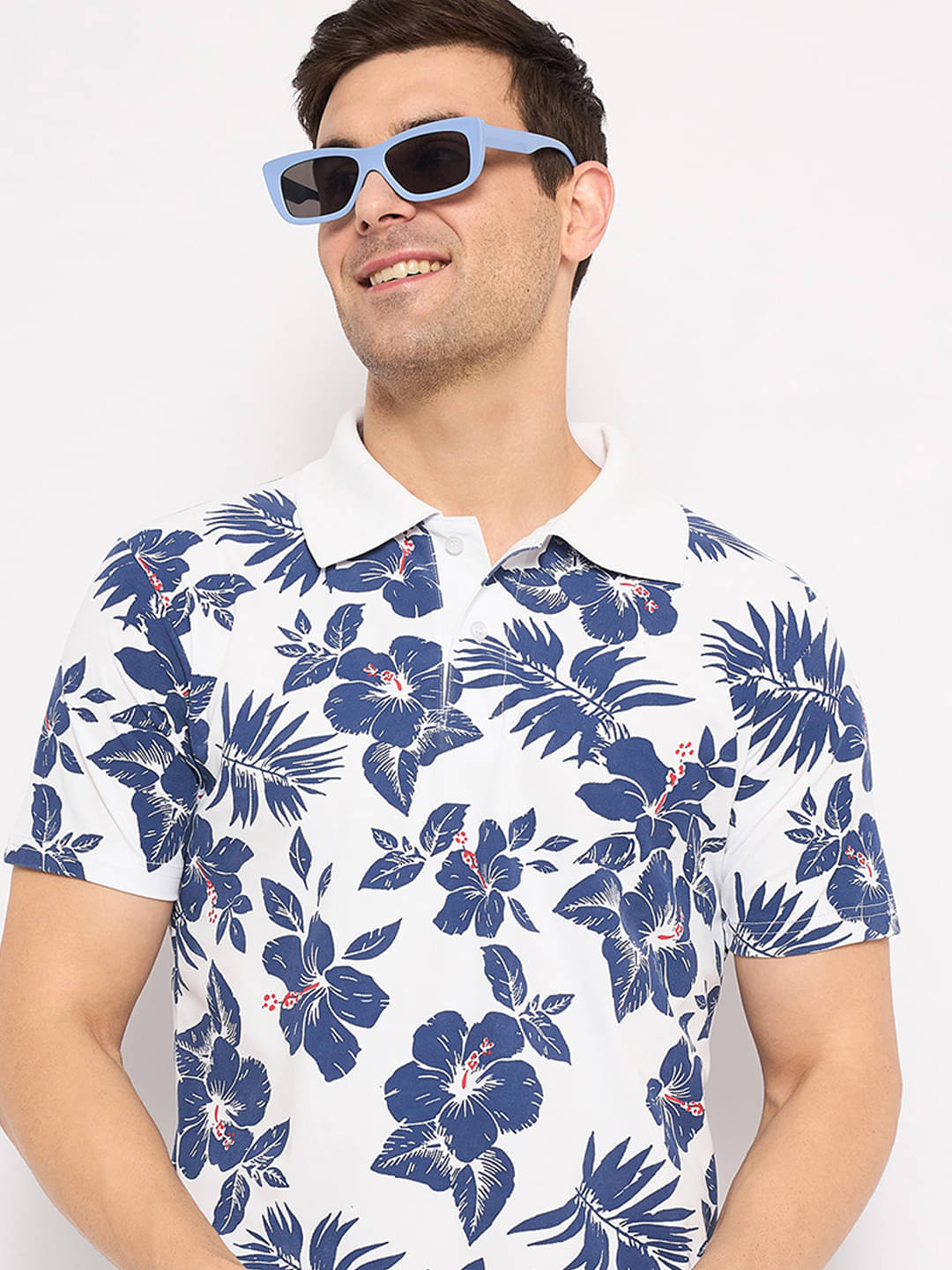KASMA Men Cotton Blend Regular Fit Printed Polo T Shirt ( White ) KASMA Men Cotton Blend Regular Fit Printed Polo T Shirt ( White )