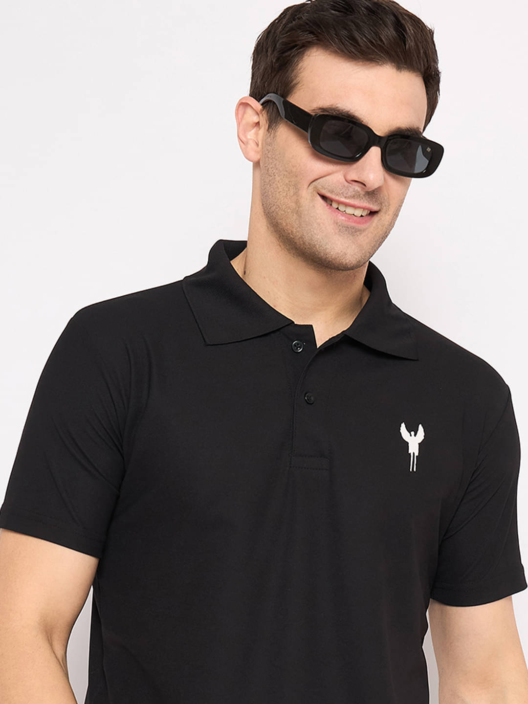 KASMA Men Cotton Blend Regular Fit Solid Polo T Shirt ( Black ) KASMA Men Cotton Blend Regular Fit Solid Polo T Shirt ( Black )