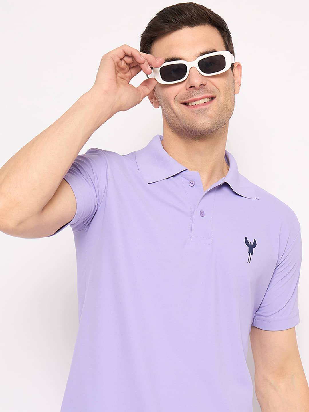 KASMA Men Cotton Blend Regular Fit Solid Polo T Shirt ( Indigo )
