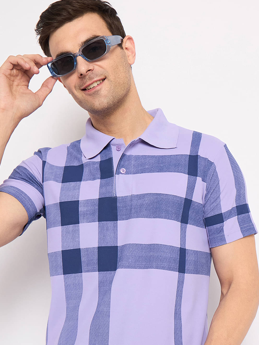 KASMA Men Cotton Blend Regular Fit Printed Polo T Shirt ( Lavender ) KASMA Men Cotton Blend Regular Fit Printed Polo T Shirt ( Lavender )