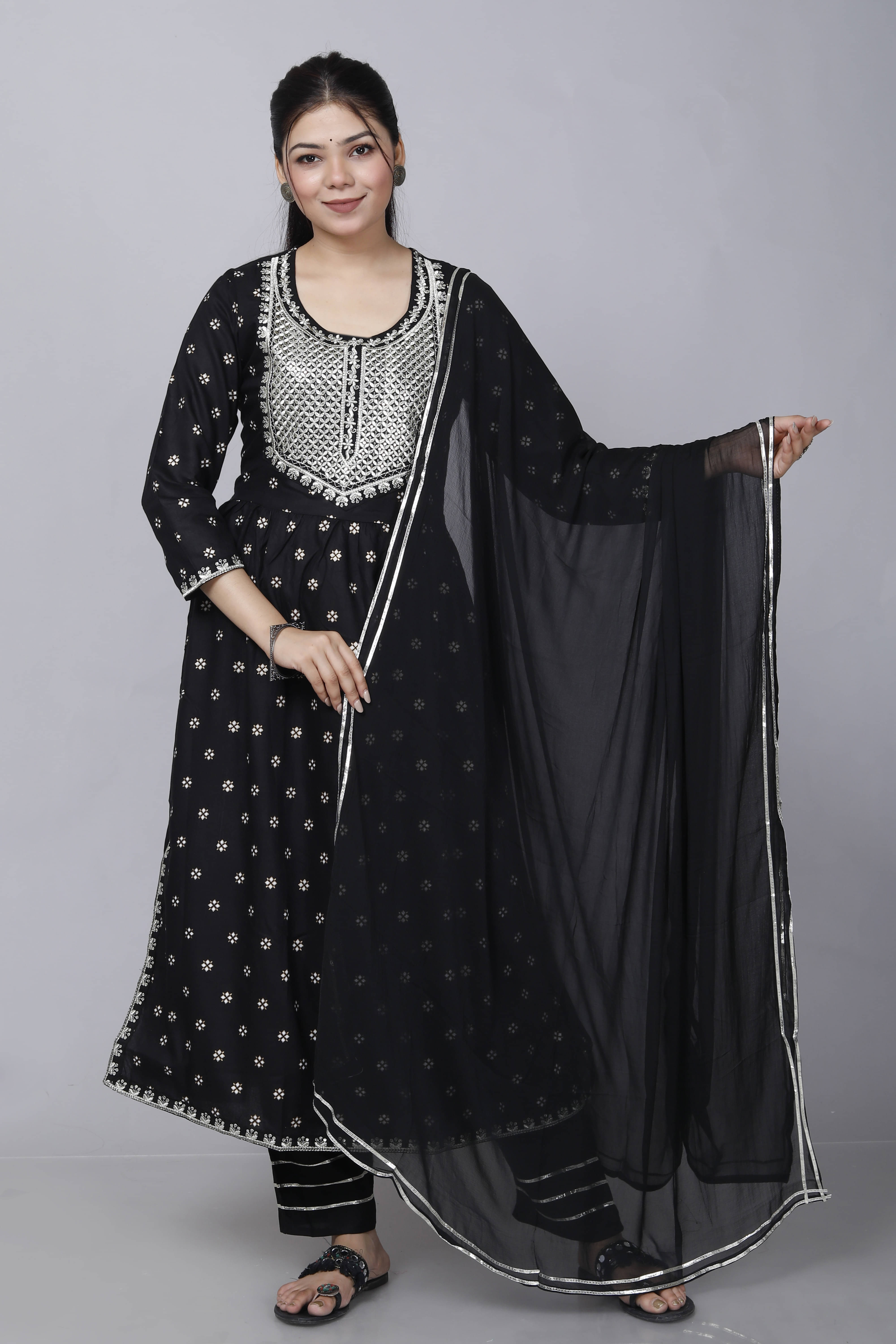 Kanchan Fabrics Women Viscose Embellished Nayra Kurti With Pants ( Black ) Kanchan Fabrics Women Viscose Embellished Nayra Kurti With Pants ( Black )